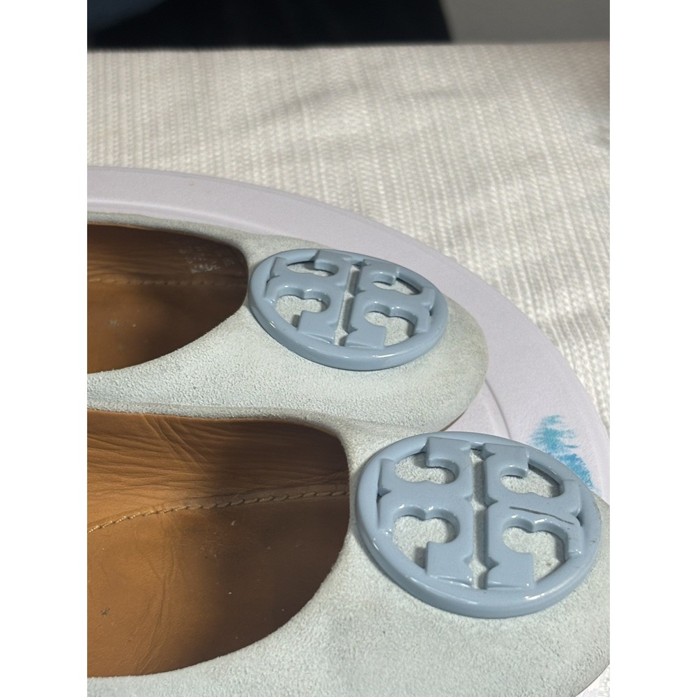 Tory Burch blue  Suede kid Chelsea Ballet Flats, sz 6B, Pre-owned, no box or bag - Picture 10 of 15